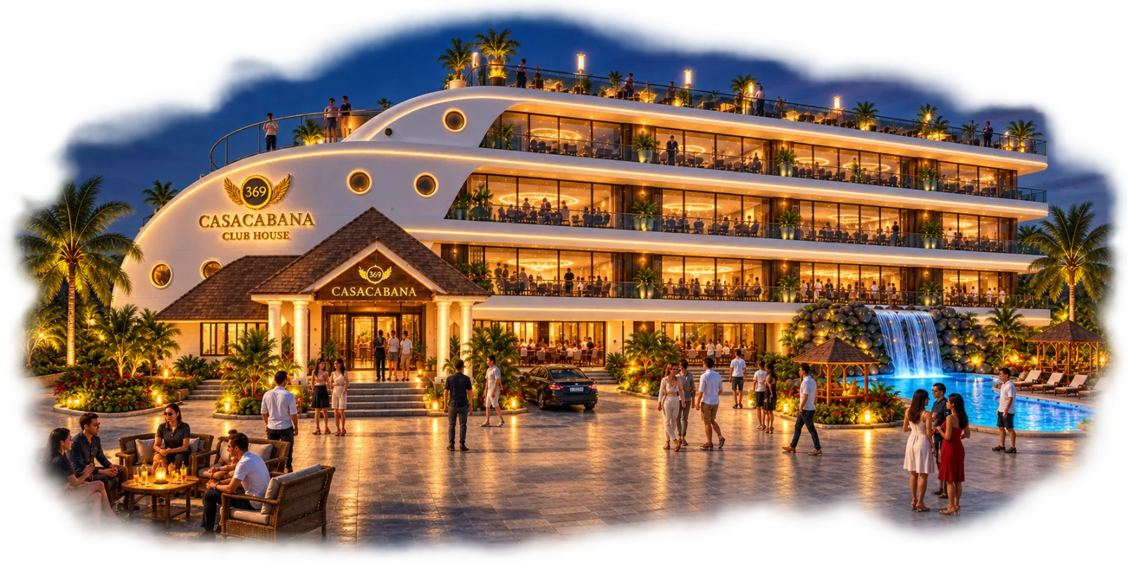Clubhouse concept with wave-inspired roof